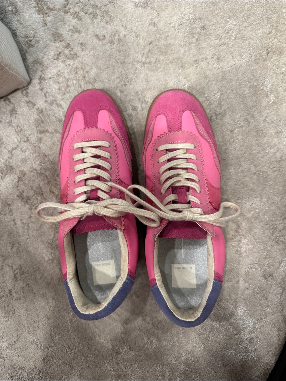 Dolce Vita Pink Retro Runner Sneakers with Blue Heel